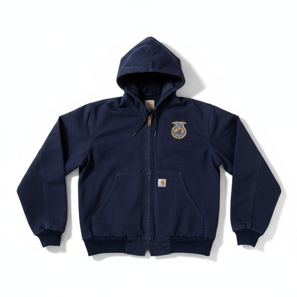 Carhartt Other - Carhartt FFA Hooded Work Jacket Navy Blue Size Large